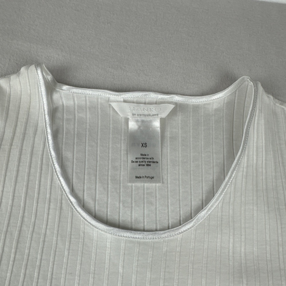 Hanro of Swirtzerland Womens Ribbed Nightgown XS White READ Cotton Sleepwear - Picture 7 of 10